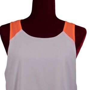 EVERLY White Sz Lg Sheer Orange/White Yoke Zipper Back Lined Sheath Dress A51‎